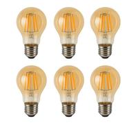 JANDEI - 6 x Ampoule LED à filament 3 W, culot à vis Edison E27, style vintage, finition verre ambré, 2200 K, 430 lumens. Décorative, élégante, non variable, dimensions : 4,5 cm x 8 cm.