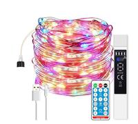 JANDEI - Guirlande Micro LED, Bande Lumineuse avec Télécommande, Minuteur, Rechargeable par USB (Batterie 1800MA). Décoration intérieure et extérieure Fêtes, Noël (Multicolore, 10 Mètres)