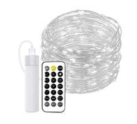 JANDEI - Guirlande Micro LED, Bande Lumineuse avec Télécommande, Minuteur, Rechargeable par USB (Batterie 1800MA). Décoration intérieure et extérieure Fêtes, Noël (Lumière Froide, 20 Mètres)