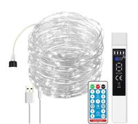 JANDEI - Guirlande Micro LED, Bande Lumineuse avec Télécommande, Minuteur, Rechargeable par USB (Batterie 1800MA). Décoration intérieure et extérieure Fêtes, Noël (Lumière Froide, 10 Mètres)
