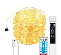 JANDEI - Guirlande Micro LED, Bande Lumineuse avec Télécommande, Minuteur, Rechargeable par USB (Batterie 1800MA). Décoration intérieure et extérieure Fêtes, Noël (Lumière Chaude, 20 Mètres)