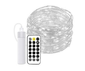 JANDEI - Guirlande Micro LED, Bande Lumineuse avec Télécommande, Minuteur, Rechargeable par USB (Batterie 1800MA). Décoration intérieure et extérieure Fêtes, Noël (Lumière Froide, 20 Mètres)
