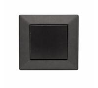 Jandei - Interrupteur commutateur 2 circuits, 230 V, décoration murale intérieure, facile à installer, avec cadre, couvercle et mécanisme, polycarbonate noir