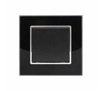 Jandei - Interrupteur commutateur, 230 V, décoration murale intérieure, facile à installer, avec cadre, couvercle et mécanisme, verre trempé noir