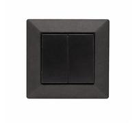 Jandei - Interrupteur double commutateur 2 circuits, 230 V, décoration murale intérieure, facile à installer, avec cadre, couvercle et mécanisme, polycarbonate noir