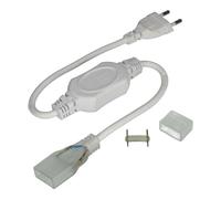 Jandei - Kit Connecteur pour Ruban LED 220V, Bandes 20mm de Large, Puissance Max 15A 3300W 276 LED/mètre, IP65 pour Extérieur. Comprend Fiche, Pointe de Connecteur et Capuchon d'Extrémité