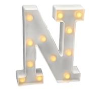 JANDEI - Lettres LED avec Lumières, Lettre N avec Lumière Chaude pour Décoration et Ambiance, Éclairage de Nuit de Chevet, Anniversaires, Mariages, Vitrines. Fonctionnant sur batterie