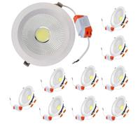 JANDEI - Lot de 10 Spots Encastrés LED COB 15 W, Cadre Rond Blanc, 165 x 50 mm (Découpe 130-135 mm), 1350 Lumens, IP44. Idéal pour Salon, Cuisine, Salle de Bain (Lumière Froide 6000 K)