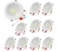 JANDEI - Lot de 10 Spots Encastrés LED COB 20 W, Cadre Rond Blanc, 185 x 45 mm (Découpe 160 mm), 1800 Lumens, IP44. Idéal pour Salon, Cuisine, Salle de Bain (Lumière Froide 6000 K)
