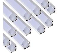 JANDEI - Lot de 12 Profilés en Aluminium en Sections de 1 Mètre, en Forme de V pour l'Installation de Rubans LED dans les Angles à 90°, avec Diffuseur Semi-Transparent, Embouts et Clips de Fixation