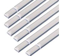 JANDEI - Lot de 12 Profilés en Aluminium Gris en U, 1 Mètre de Long, pour Montage en Saillie de Bandes LED, Diffuseur Arrondi Semi-Transparent. Embouts et Clips Inclus