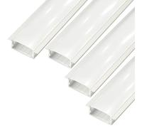JANDEI - Lot de 4 Profilés en Aluminium Blanc de 1 Mètre de Long, Forme YW, pour Installation Encastrée de Rubans LED, Diffuseur Arrondi Semi-Transparent. Embouts Inclus