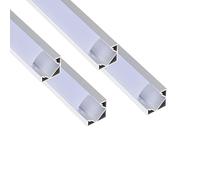 JANDEI - Lot de 4 Profilés en Aluminium en Sections de 1 Mètre, en Forme de V pour l'Installation de Rubans LED dans les Angles à 90°, avec Diffuseur Semi-Transparent, Embouts et Clips de Fixation