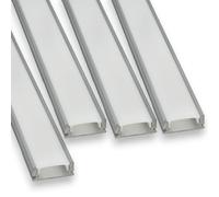 JANDEI - 4 x 1 mètre de Profilé Aluminium Led Forme U pour Installer Bandes à LED sur la Surface, Avec Diffuseur Translucide, Kit de Montage Complet. Comprend les accessoires (Gris)