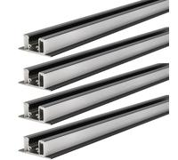 Jandei - Lot de 4 profils LED en aluminium noir 1 mètre pour montage de double bande LED sur surface, diffuseur opale blanc translucide avec couvercles finaux, vis et supports de montage
