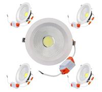 JANDEI - Lot de 5 Spots Encastrés LED COB 15 W, Cadre Rond Blanc, 165 x 50 mm (Découpe 130-135 mm), 1350 Lumens, IP44. Idéal pour Salon, Cuisine, Salle de Bain (Lumière Naturelle 4200 K)