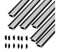 JANDEI - Lot de 6 Profilés en Aluminium Noir de 1 Mètre de Long, Forme YW, pour Installation Encastrée de Rubans LED, Diffuseur Arrondi Semi-Transparent. Embouts Inclus