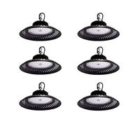 Jandei - Lot de 6 Projecteurs LED UFO ECO Ultra-Lumineux 100 W, 9000 Lumens, Blanc Froid 6000 K, pour Hauts Plafonds d'Entrepôts, Ateliers, Garages et Usines