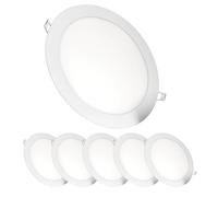 JANDEI - Lot de 6 Spots Led encastrables ronds, 18 W, 1500 lumens, extra-plats 13 mm, trou de fixation Ø 200-205 mm, blanc froid 6000 K, avec transformateurs inclus