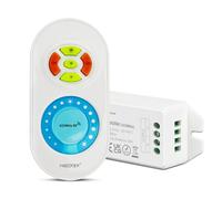 Jandei MiBoxer FUT041 Kit contrôleur pour bandes LED monochromes 12 V-24 V, sortie 12 A. Le kit comprend contrôleur et télécommande RF 433 MHz