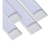 JANDEI - Pack de 4 Profilés Flexibles en Aluminium de 1 mètre pour l’Installation de Rubans LED sur Surfaces Courbes, avec Diffuseur Translucide Arrondi. Embouts et Supports de Fixation