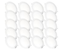 JANDEI - Pack x 20 Downlights LED Encastrables, 18W, 1440 Lumen, Forme Ronde, Trou Encastré Ø 200- Ø 205 mm, Profondeur Extra Plat 13 mm, Transformateurs Inclus (Blanc Froid 6000K)