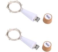 Jandei - Pack x2 Bouchon bouteille 20 LED USB avec guirlande LED 2 mètres blanc chaud 3000K