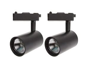 JANDEI - Pack x2 Spot de Plafond Led Rail 30W, Blanc Froid 6000K, 2200 Lumens, 220V 50-60Hz Monophasé, Aluminium Dressing, Vitrine, Boutique, Bureau (Noir)