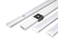 JANDEI - Pack x4 Profilés Aluminium Gris, 1 Mètre, en Forme de U, pour Montage en Surface de Bandes LED, Diffuseur Arrondi Semi-Transparent. Embouts et clips de fixation inclus