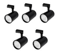 JANDEI - Pack x5 Spot de Plafond sur Rail Led 30W, Blanc Neutre 4200K, 3000 Lumens, 185V-265V AC Monophasé, Dressing en Aluminium, Vitrine, Magasin, Bureau. Couleur Noir