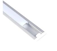 JANDEI - Perfil Aluminio Tira Led 2m Empotrar Tapa Traslúcida 24,5x17,5mm