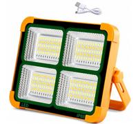 Jandei - Projecteur LED solaire 200 W, portable 5 modes de lumière/336 LEDs. Avec aimant et support. Rechargeable par USB/solaire, Powerbank pour mobiles. Parfait pour les caravanes, la construction