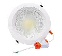JANDEI - Spot Encastrable 185mm x 45mm (Découpe 160 mm), Cob Led 20W avec Cadre Rond Blanc, 1800 Lumens. IP44 Idéal pour Cuisine, Salle de Bain, Salon - 1 Pièce (Lumière Froide 6000 K)