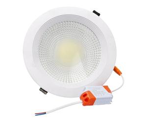 JANDEI - Spot Encastrable 185mm x 45mm (Découpe 160 mm), Cob Led 20W avec Cadre Rond Blanc, 1800 Lumens. IP44 Idéal pour Cuisine, Salle de Bain, Salon - 1 Pièce (Lumière Froide 6000 K)