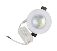 JANDEI - Spot LED COB Encastré 5 W, Cadre Rond Blanc, 90 x 45 mm (Perçage de 60 à 75 mm), 450 Lumens, IP44. Idéal pour Salon, Cuisine, Salle de Bain - Lumière froide 6000K