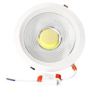 JANDEI - Spot Encastré LED COB 30W, Spot Etanche à Cadre Rond en Aluminium Blanc, 212x52mm (trou d'encastrement 185mm), 2700 Lumen. IP44 pour salle de bain, cuisine -1 unité (Lumière neutre 4200K)