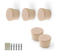 JANDH 5 Pièces Patères en Bois, Patères Coniques, Crochet en Hêtre Bonne Capacité de Charge, Adaptés Pour Suspendre des Vêtements, des Sacs, des Serviettes