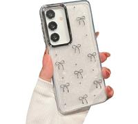 JANDM Coque de protection transparente avec nœud 3D pour Samsung Galaxy S24, jolie coque de protection antichoc pour filles et femmes
