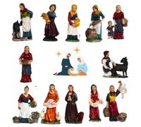 JANDTEK Lot 12 Santons 10 cm - Personnages Métiers pour Crèche - Figurine Crèche Noël - Nativité, Crèches et Santons, Décoration Traditionnelle