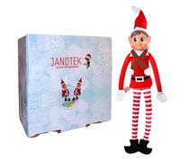 JANDTEK Lutin Farceur de Noël Fille 40 cm avec Écharpe - Peluche Lutin Farceur pour Enfant - Lutin de Noël Décoratif - Lutins Farceurs pour Tradition de Noël