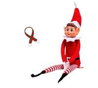 JANDTEK Lutin Farceur de Noël Garçon 40 cm avec Écharpe - Peluche Lutin Noël pour Enfant - Lutin Farceur Décoratif - Lutins de Noël Farceurs à Collectionner
