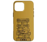 Jane Austen Pride and Prejudice & Mr. Darcy Book Stack Fans Coque pour iPhone 16 Pro Max