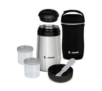 Jané Bouteille isotherme hermétique pour solides, 1 litre, 2 compartiments individuels, avec cuillère et housse de transport