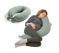 Jané Coussin d’Allaitement XXL et Grossesse, Oreiller pour Le Sommeil et Le Repos, Housse 100% Coton Mousseline, Vert