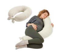 Jané Coussin d’Allaitement XXL et Grossesse, Oreiller pour Le Sommeil et Le Repos, Housse 100% Coton Mousseline, Beige