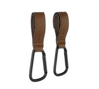 Jané Crochets Universels pour Poussette, Lot de 2, Jusqu’à 5 kg par Crochet, Sangles Réglables Antidérapantes,Marron