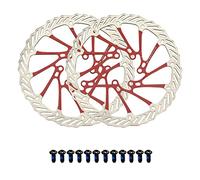 Jane Eyre 160mm 180mm 203mm Vélo Frein À Disque De Frein Center Lock Rotor,Disque de frein de vélo en acier inoxydable,Vélo de Montagne, MTB, BMX Accessoires de Vélo (Argent Rouge 180MM)