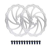 Jane Eyre Disques de frein de 203 mm Disques de frein de vélo en acier inoxydable 2 pièces Rotor à 6 boulons, adaptés à la plupart des pièces de verrouillage central de vélo (Argent)