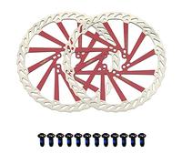 Jane Eyre Disques de frein de 203 mm Disques de frein de vélo en acier inoxydable 2 pièces Rotor à 6 boulons, adaptés à la plupart des pièces de verrouillage central de vélo (Argent Rouge 203MM)