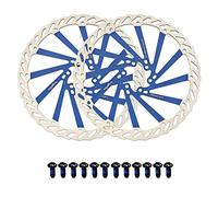 Jane Eyre Disques de frein de 203 mm Disques de frein de vélo en acier inoxydable 2 pièces Rotor à 6 boulons, adaptés à la plupart des pièces de verrouillage central de vélo (Argent Bleu 203MM)